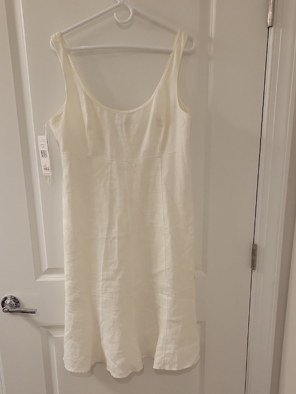Simple Ivory Empire Waist Linen Slip Dress